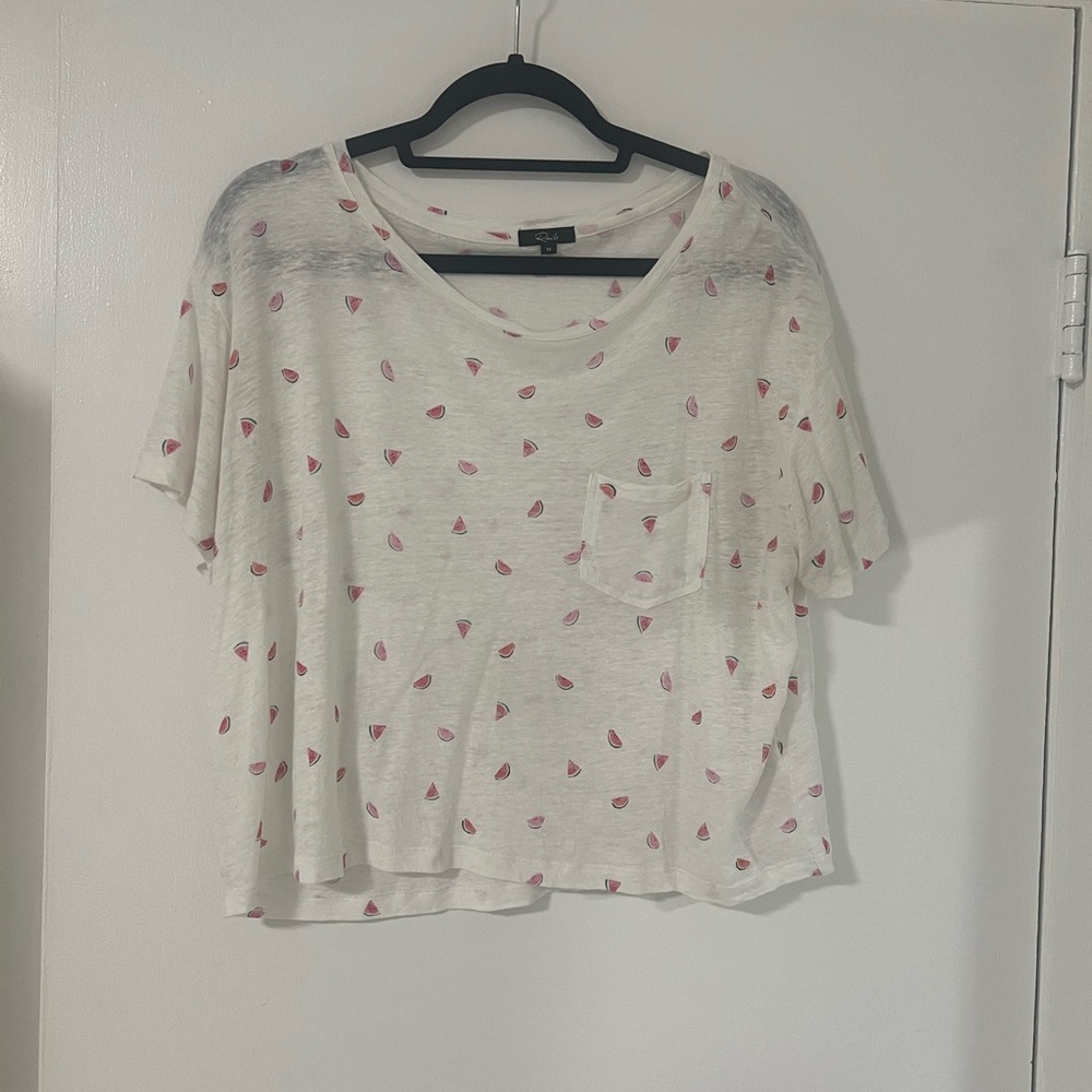 Rails White Tee with Watermelon pattern